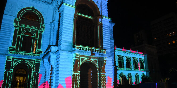 El Palacio Municipal durante los festejos por el 137º aniversario (2019)