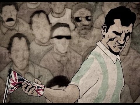 Al retirarse de la cancha expulsado, Rattín estrujó el banderín del córner, que tenía los colores  británicos (captura YouTube)