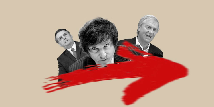 Jair Bolsonaro, Javier Milei y José Kast (crédito imagen: Coolt)
