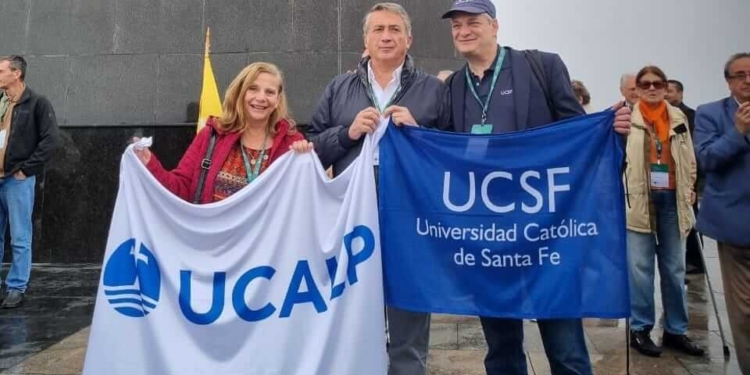 Rita Gajate, rectora de la UCALP, en el cierre del encuentro por el cuidado de la Casa Común, en Río de Janeiro, del que participaron más de 230 universidades de Iberoamérica